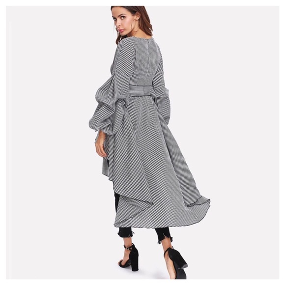 ❤️ Gingham Check High Low Asymmetrical Top - Picture 3 of 5